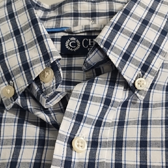 Chaps Navy and White Casual Button Down Shirt Long Sleeve - Picture 8 of 9